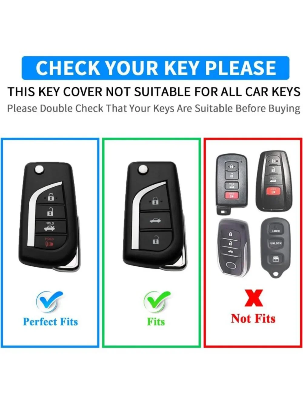 Soft TPU Flip Key Fob Cover with Keychain for Toyota Fortuner Tundra Camry RAV4